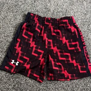 Under Armour Boys Athletic Shorts in Red and Black